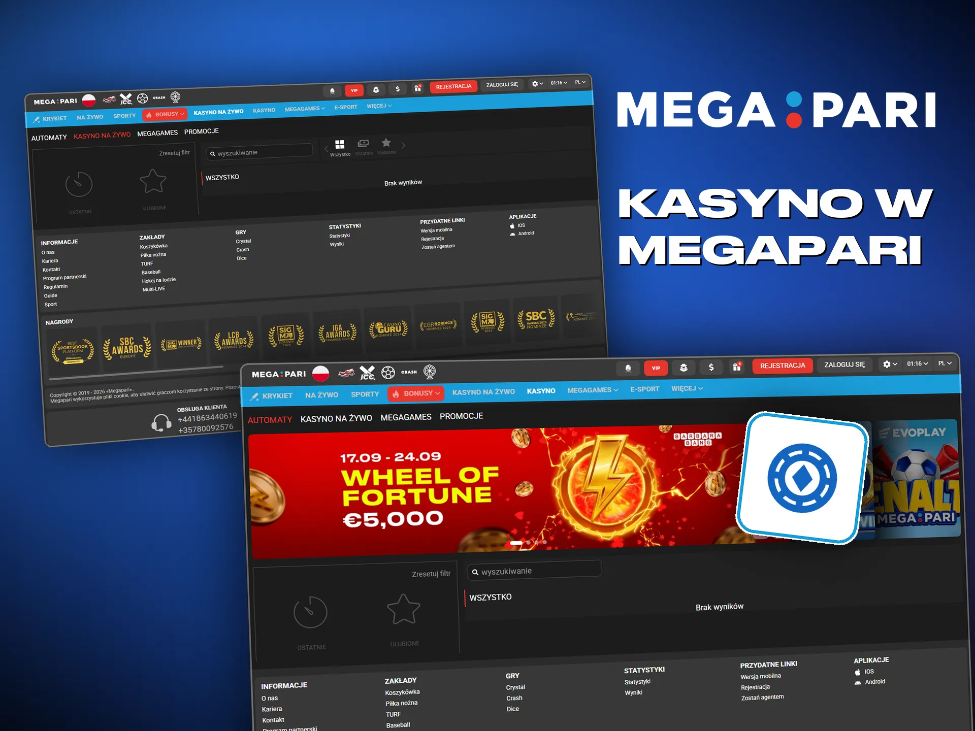 Sloty, ruletka i blackjack, dostępne w Megapari od razu