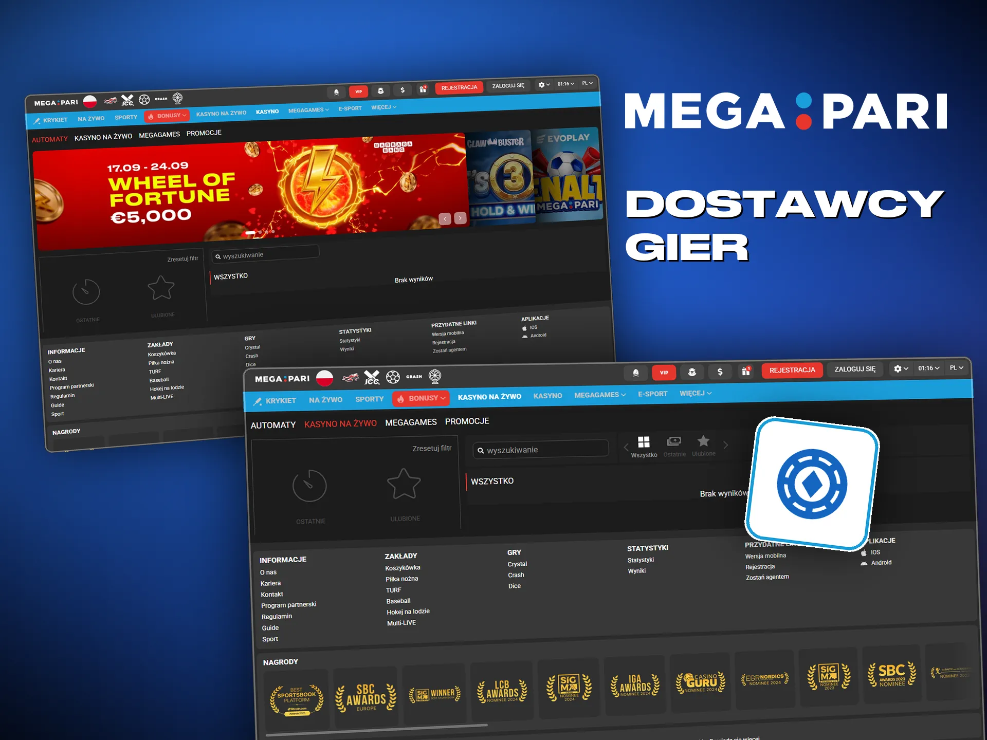 Megapari współpracuje z Pragmatic Play, NetEnt i innymi badanymi studiami