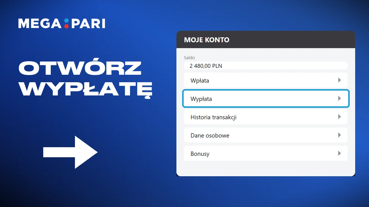 Otwieranie menu wypłat po zalogowaniu